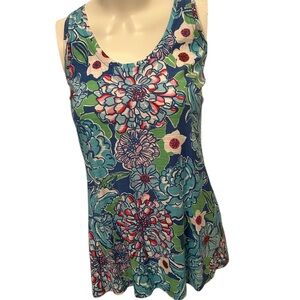 LILLY PULITZER Floral Sleeveless Top - Blue and Green Size XS